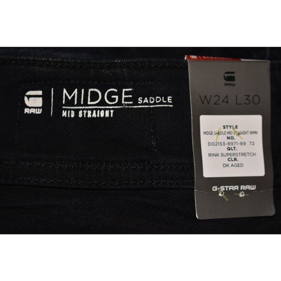 G-STAR RAW NEW $160 Midge Saddle Mid Rise Straight Jean Stretch Denim Size 24 - Picture 4 of 4